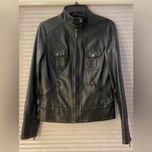 Max Studio faux leather moto jacket sz small EUC
